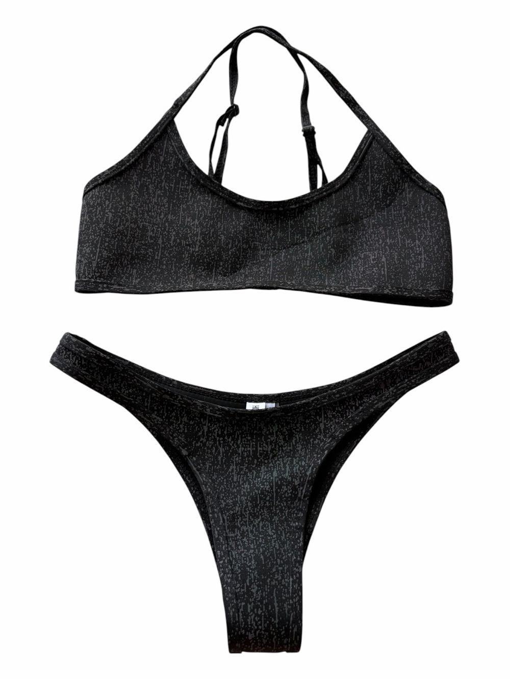 Hoaka Swimwear 2-Piece Black Patterned Women's Swim Suit Bikini S